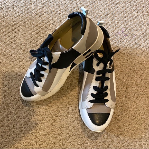 Hermès Men’s Rebus Low Top Black & White & Grey Leather Sneakers UK9 (EUR 42) - Picture 3 of 11